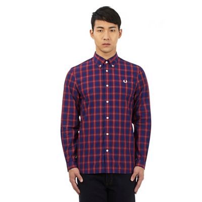 Fred Perry Red button down check print shirt